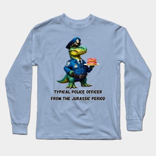 Donut Loving Dino Cop Long Sleeve T-Shirt